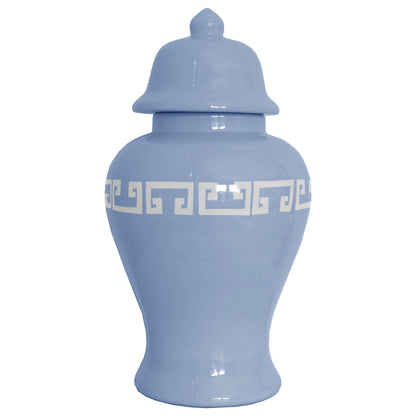 French Blue Greek Key Ginger Jars