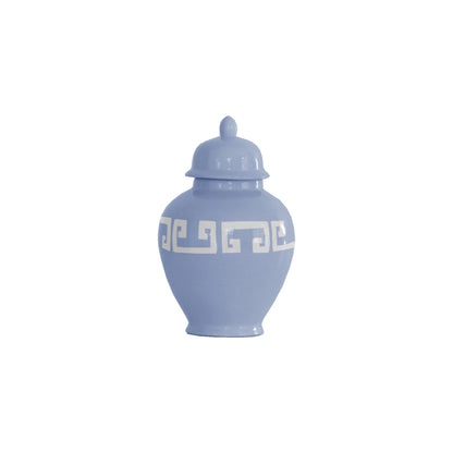 French Blue Greek Key Ginger Jars