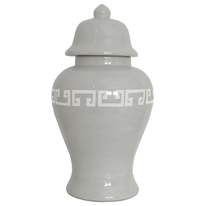 Light Gray Greek Key Ginger Jars