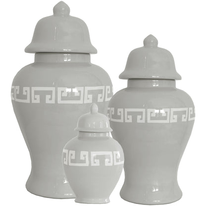 Light Gray Greek Key Ginger Jars