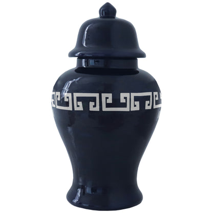 Navy Blue Greek Key Ginger Jars