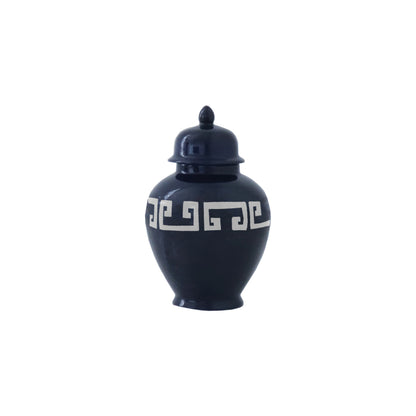 Navy Blue Greek Key Ginger Jars