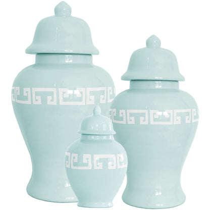 Robin's Egg Greek Key Ginger Jars | Wholesale