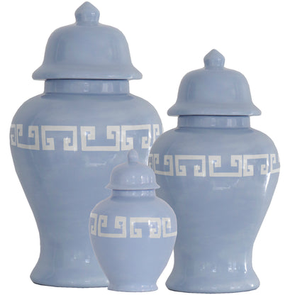 Serenity Blue Greek Key Ginger Jars