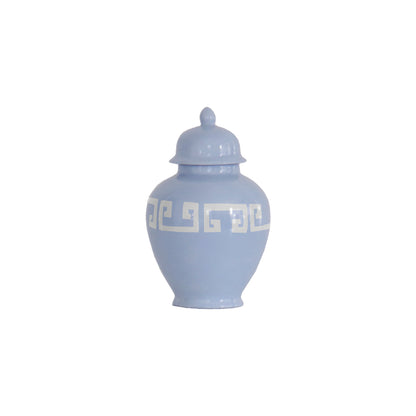 Serenity Blue Greek Key Ginger Jars