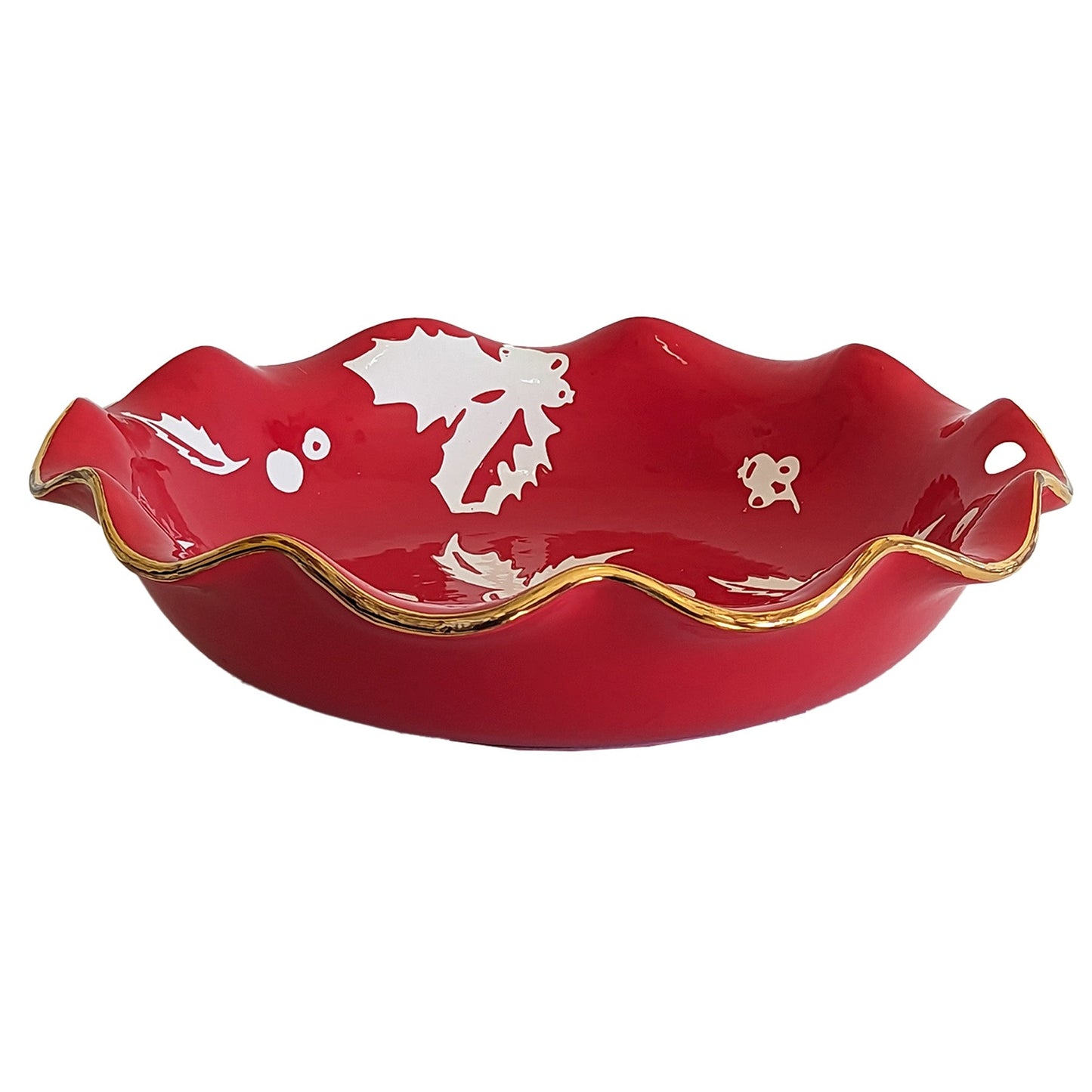 Deck the Halls Scalloped Bowls with 22K Gold Accent
