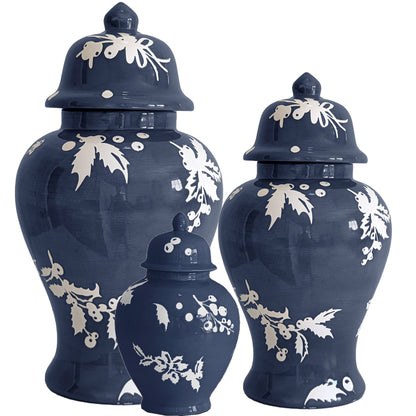 Deck the Halls Ginger Jars in Navy Blue