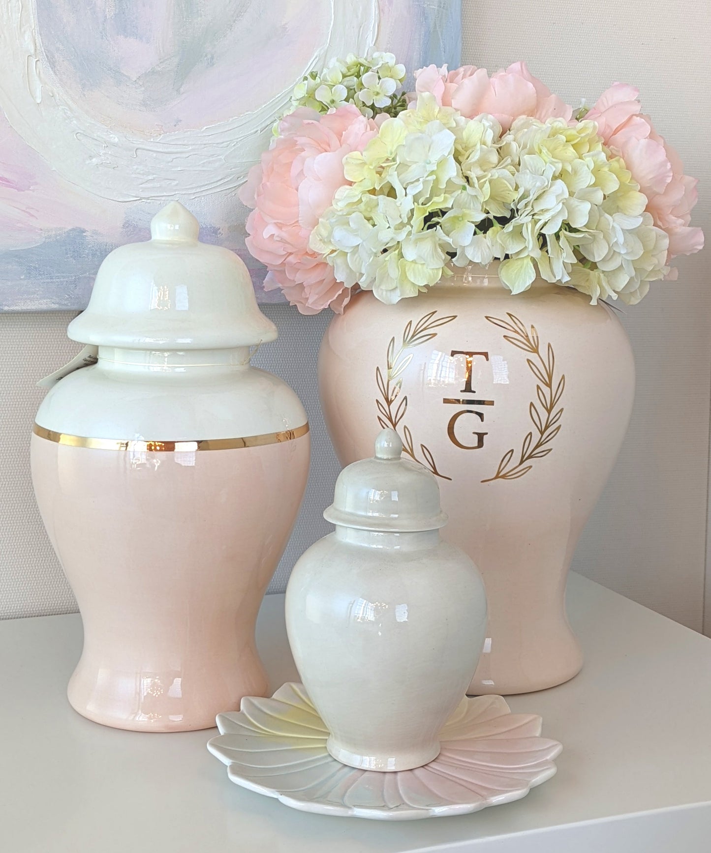 Blush Color Block Ginger Jar with Gold Accent | Wholesale