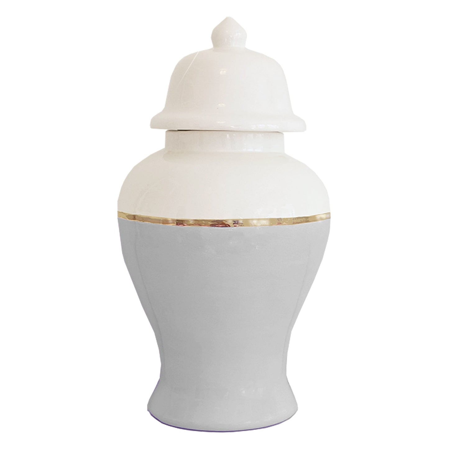 Light Gray Color Block Ginger Jar with Gold Accent | Wholesale