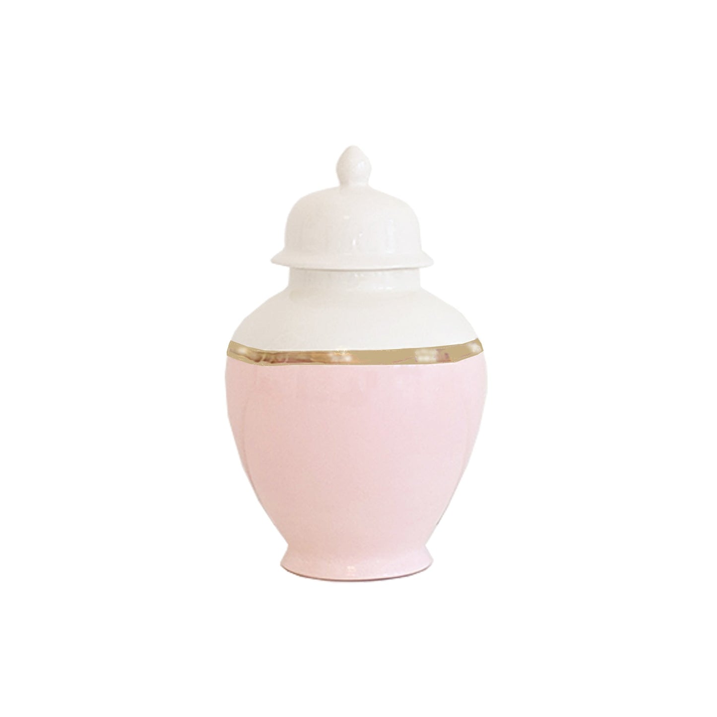 Cherry Blossom Pink Color Block Ginger Jar with Gold Accent