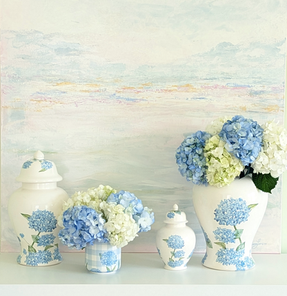 Lo Home x Chapple Chandler Ginger Jars with Hydrangea Accents