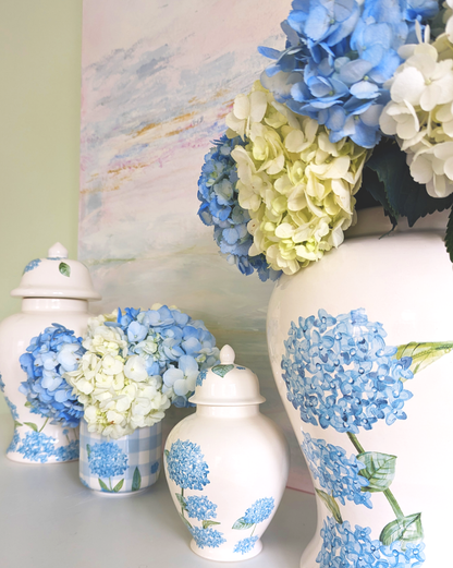 Lo Home x Chapple Chandler Ginger Jars with Hydrangea Accents