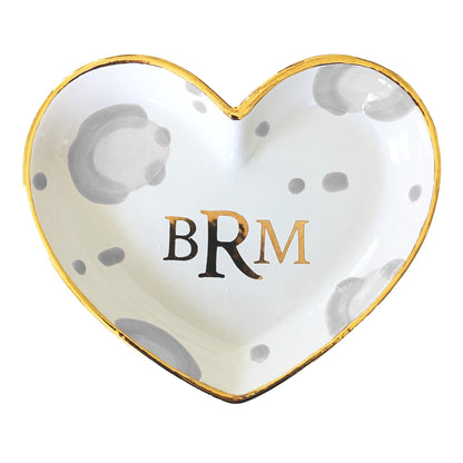 Monogrammed Leopard Print Heart Dishes