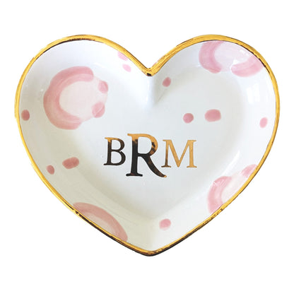 Monogrammed Leopard Print Heart Dishes