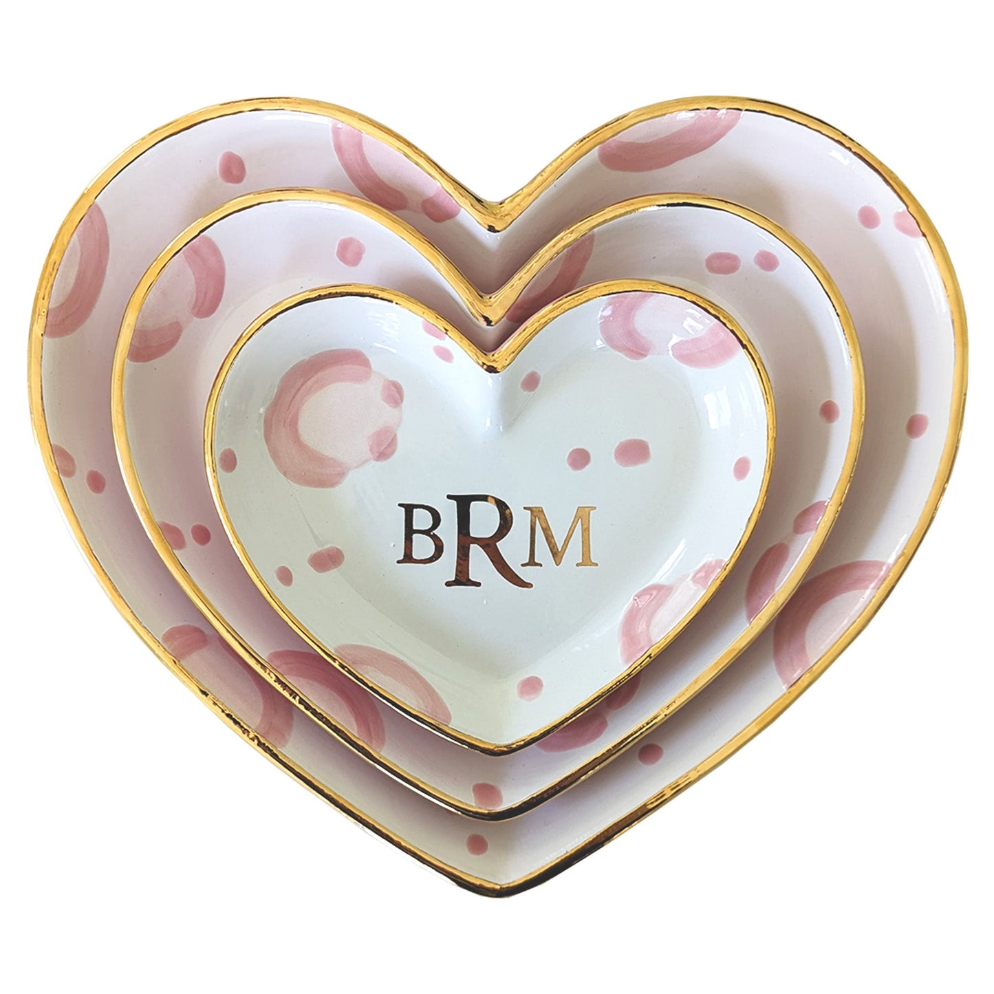 Monogrammed Leopard Print Heart Dishes