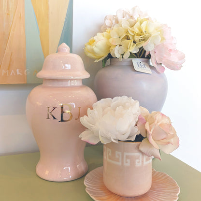 Classic Monogram Ginger Jars in Cherry Blossom Pink