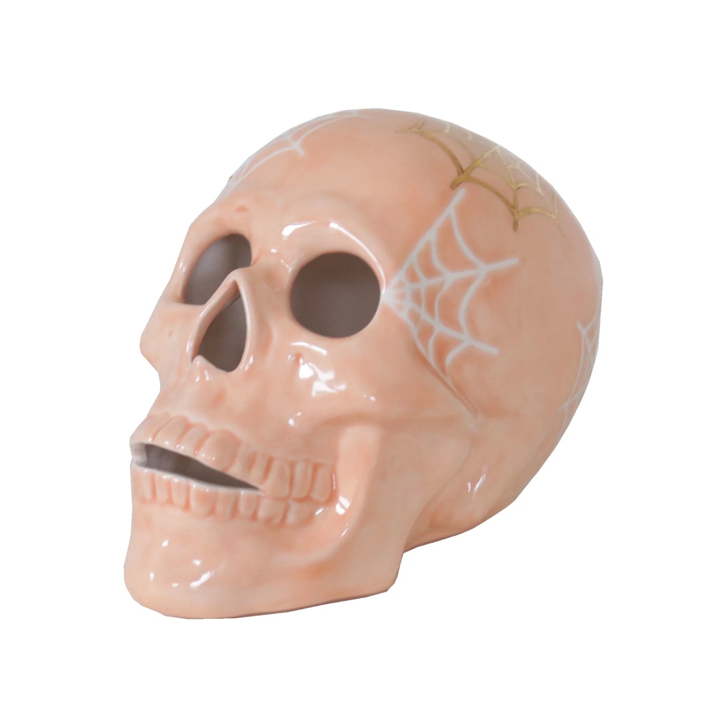 "Mr. Bones and Charlotte" Skull Decor with 22K Gold Accents- Sheer Orange
