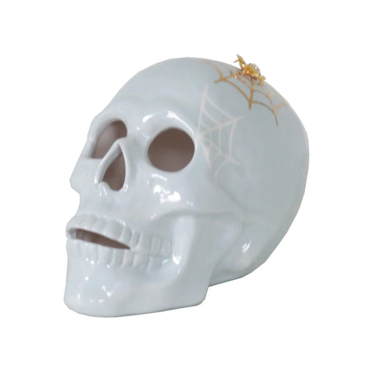 "Mr. Bones and Charlotte" Skull Decor with 22K Gold Accents- Light Blue | Wholesale