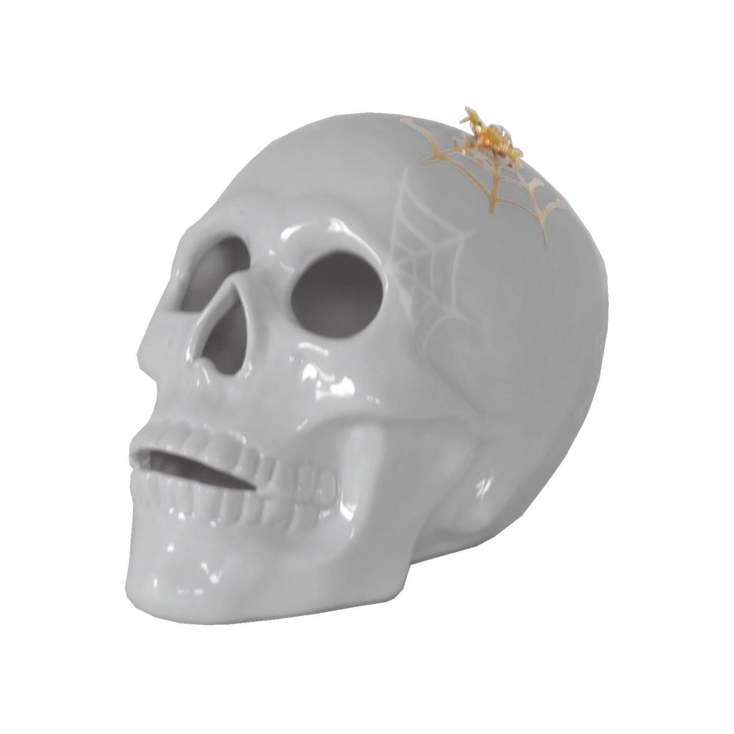 "Mr. Bones and Charlotte" Skull Decor with 22K Gold Accents- Light Gray