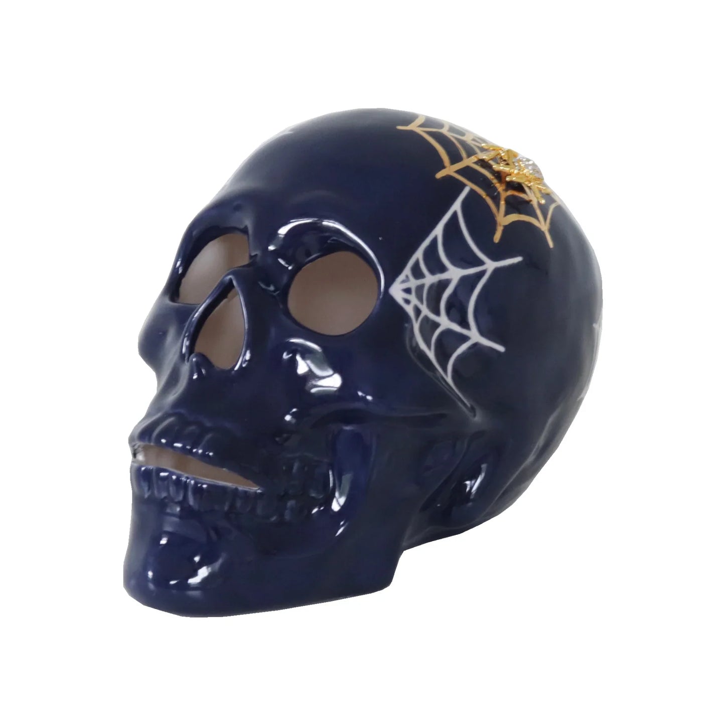 "Mr. Bones and Charlotte" Skull Decor with 22K Gold Accents- Navy Blue | Wholesale