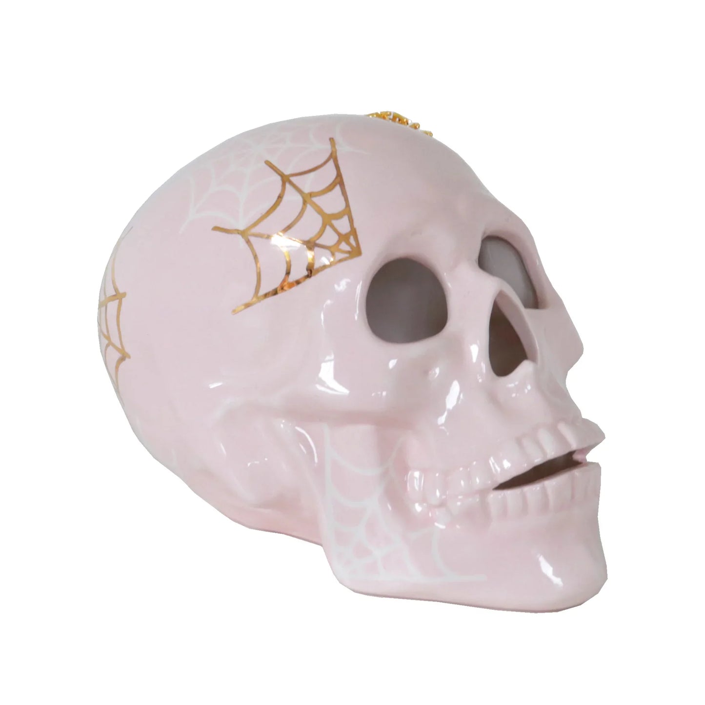"Mr. Bones and Charlotte" Skull Decor with 22K Gold Accents- Pink | Wholesale