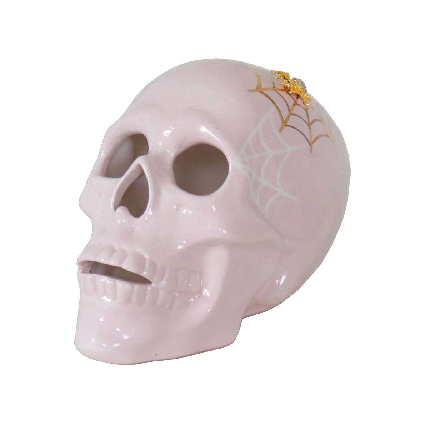 "Mr. Bones and Charlotte" Skull Decor with 22K Gold Accents- Pink