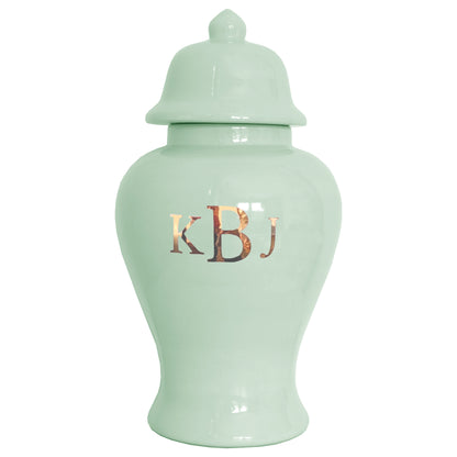 Classic Monogram Ginger Jars in Sea Glass