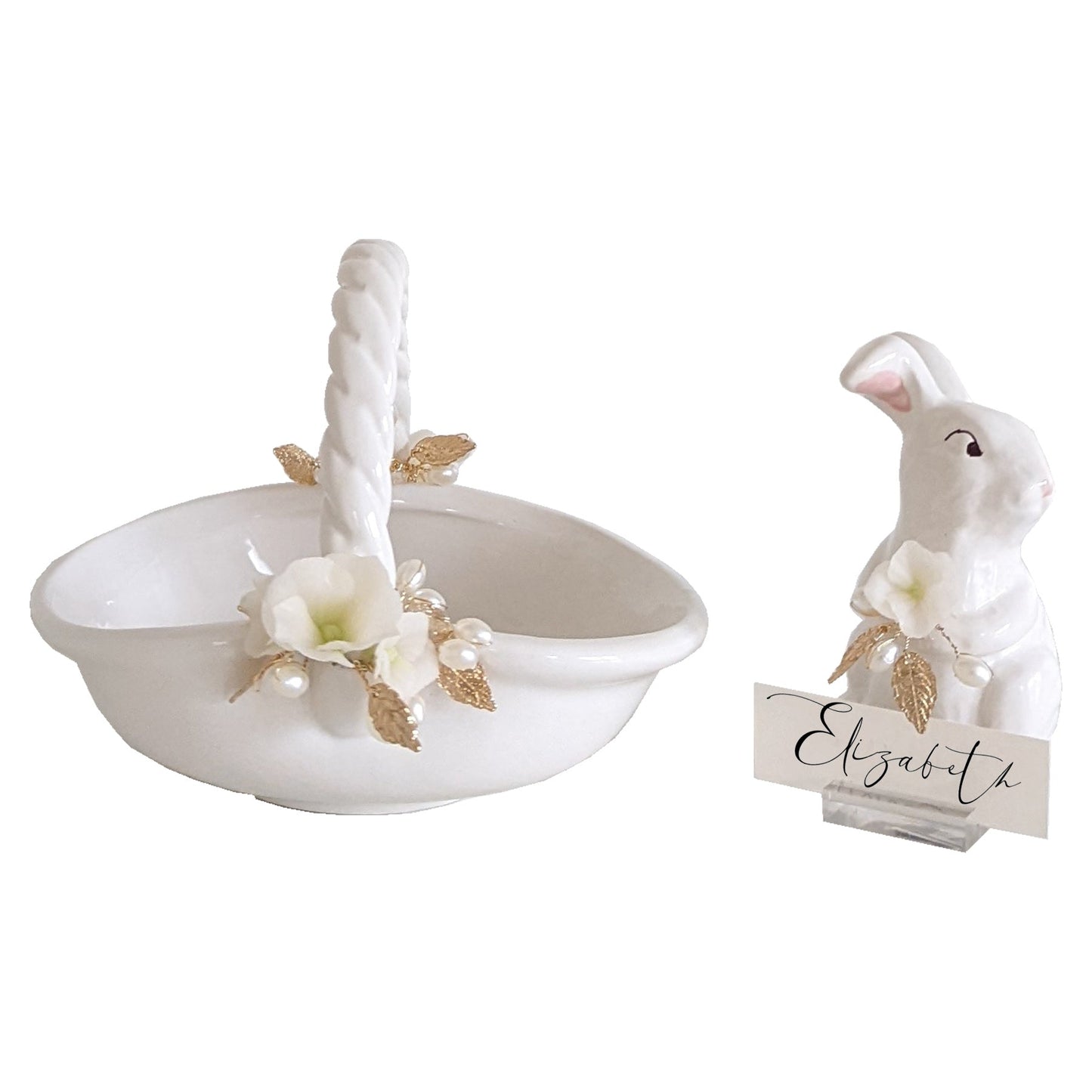 Bunny and Basket Serving Dish with Card Holder