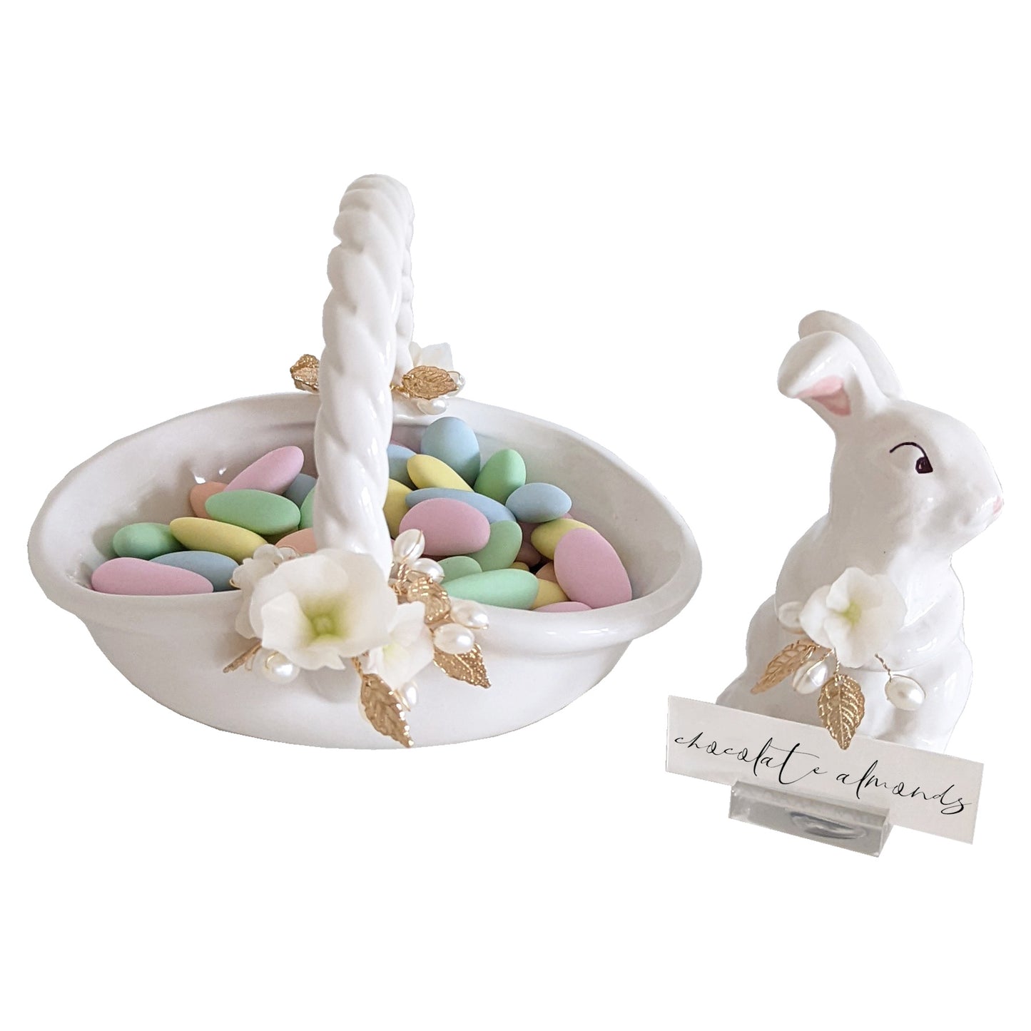 Bunny and Basket Serving Dish with Card Holder