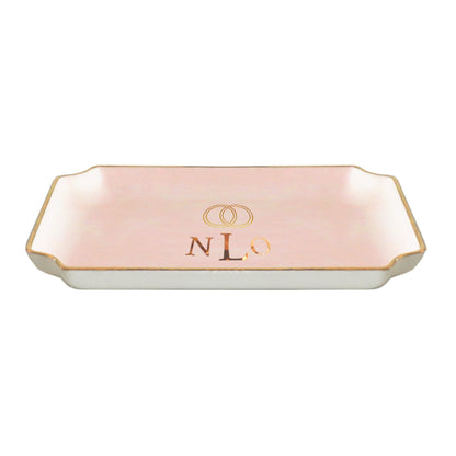 Wedding Keepsake Monogrammed Tray with Simple Bands