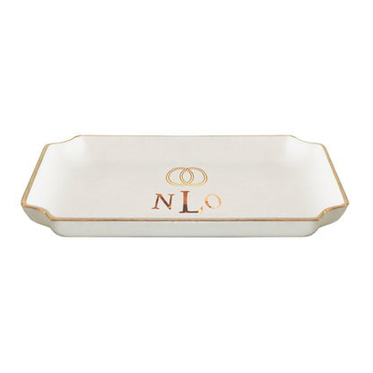 Wedding Keepsake Monogrammed Tray with Simple Bands